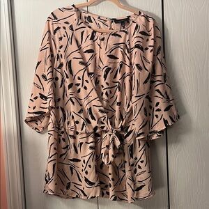 Lane Bryant Pink and Black Abstract Blouse